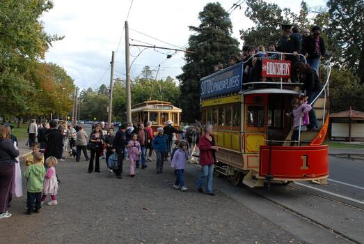 Museum horse tram operating 