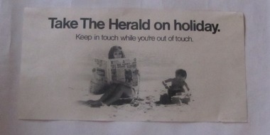 Poster, Herald  Sun, Take The Herald on holiday, late 1960's