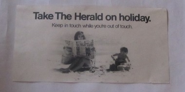 Poster, Herald Sun, Take The Herald on holiday, late 1960's