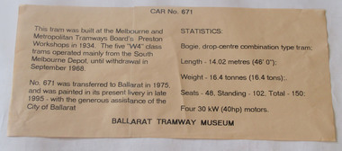 Poster, Len Millar, advertising technical and historical details of W4 671, c1995