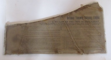 Poster, Ballaarat Tramway Co. Ltd, "Ballaarat Tramway Company, Limited.  A by-law of the City of Ballaarat", 1887