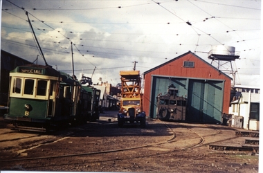 Postcard, Tramway Museum Society of Victoria (TMSV), South Melbourne depot 1950's