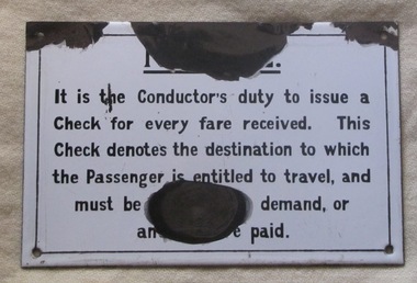 Sign, A. Simpson and Son Limited Enamellers of Pirie St Adelaide, "NOTICE" - Conductors Duty, 1950's