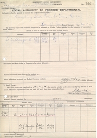 Document - Form/s, State Electricity Commission of Victoria (SECV), "Local Authority to Proceed - Departmental", May. 1939
