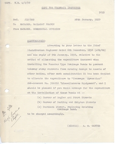 Administrative record - Memorandum, State Electricity Commission of Victoria (SECV), "Electrolysis", 26/01/1939 12:00:00 AM