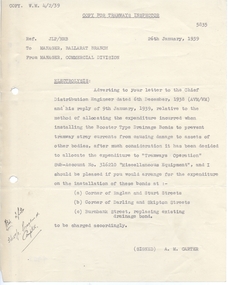 Administrative record - Memorandum, State Electricity Commission of Victoria (SECV), "Electrolysis", 26/01/1939 12:00:00 AM