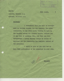 document - Correspondence, State Electricity Commission of Victoria (SECV), "Tramways", Mar. 1937