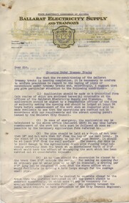 Document - Letter/s, State Electricity Commission of Victoria (SECV), "Crossing Under Tramway Tracks", 1937