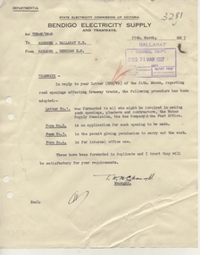 Document - Letter/s, State Electricity Commission of Victoria (SECV), "Tramways", 1937
