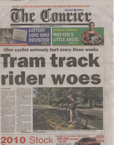 Newspaper, The Courier Ballarat, "Tram track rider woes", "GP seeks action", "I have the answer", Mar. 2011