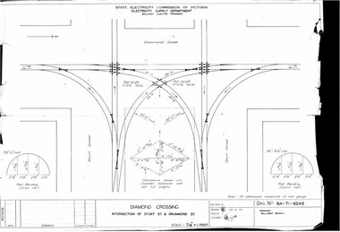 Drawing, Warren Doubleday, SEC Drawing No. BA-T1-6246, Diamond Crossing, 1950s