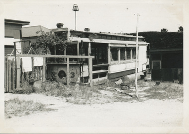 Photograph - Digital image, Wal Jack, Ballarat ESCo tram 3 after scrapping, 12/1/1946