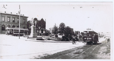 Photograph, Wal Jack, ESCo cross bench tram No. 20 and ESCo 2, c1910