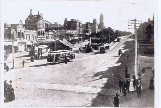 Grenville St looking south east along Sturt St - scan of album image.