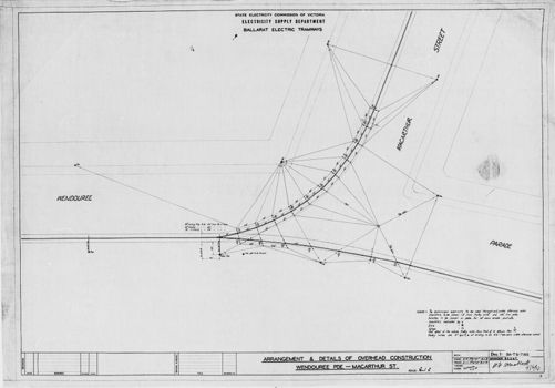 "Arrangement and Details of Overhead Construction - Wendouree Parade to Macarthur Street"