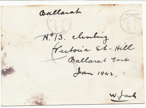 Notes on rear of print.