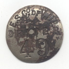 Badge - ESCo driver, Stokes & Sons Melbourne, 1905