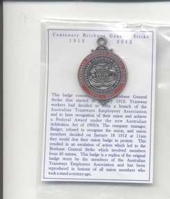 Badge - Centenary of the Brisbane General Strike, 2012