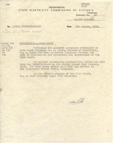 Document - Instruction, State Electricity Commission of Victoria (SECV), "Supervision  - Tram Depot", 5/08/1965 12:00:00 AM