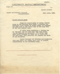 Document - Instruction, State Electricity Commission of Victoria (SEC), "Safety Trolley Ropes", 14/04/1964 12:00:00 AM