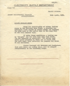 Document - Instruction, State Electricity Commission of Victoria (SECV), "Safety Trolley Ropes", 14/04/1964 12:00:00 AM