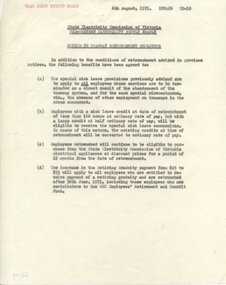 Administrative record - Memorandum, State Electricity Commission of Victoria (SECV), "Notice to Tramway Retrenchment Employees", 6/08/1971 12:00:00 AM