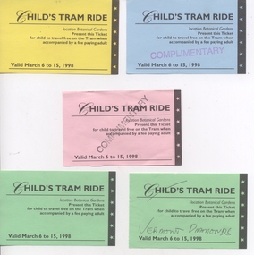 Ephemera - Ticket, City of Ballaarat, 1998 Begonia Festival - "Child's tram ride, Feb. 1998