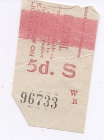 Ephemera - Ticket, NSWGR, Sydney tram ticket - 5d, - Wal Jack Collection, 1930-1940's