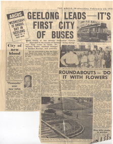 Newspaper, The Argus, "Geelong Leads - its the first city of buses", 22/02/1956 12:00:00 AM