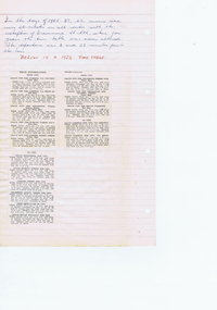 Ephemera - Timetable, Wal Jack, hand written note about services and the 1924 timetable, 1924