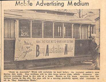Newspaper, The Courier Ballarat, "Mobile Advertising Medium", "Decorated Trams", 1950's