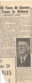 Newspaper, The Courier Ballarat, "50 Years of electric trams in Ballarat", 20/08/1955 12:00:00 AM