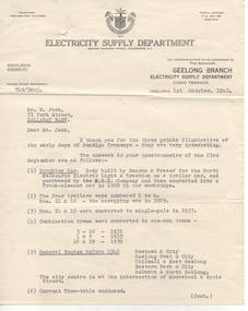 Document - Letter/s, State Electricity Commission of Victoria (SEC), 1/10/1943 12:00:00 AM