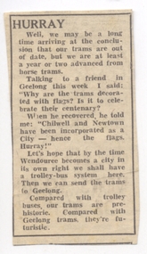 Newspaper, The Courier Ballarat, "Hurray", Oct. 1949
