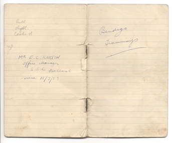 Ephemera, Wal Jack, "Bendigo Tramways", 1950's