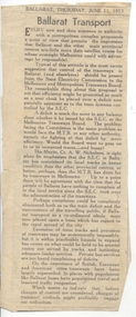 Newspaper, The Courier Ballarat, "Ballarat Transport", 11/06/1953 12:00:00 AM