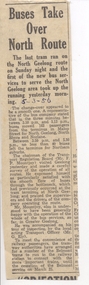 Newspaper, The Courier Ballarat, "Buses take over North Route", 5/03/1956 12:00:00 AM