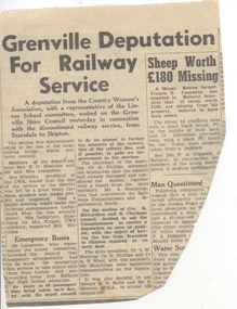 Newspaper, The Courier Ballarat, "Grenville Deputation for Railway Service", 6/03/1953 12:00:00 AM