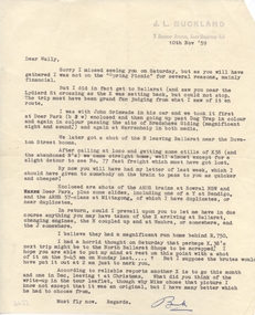 Document - Letter/s, John Buckland, 10/11/1959 12:00:00 AM
