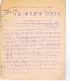 Magazine, Australian Electric Traction Association, "The Trolley Wire", Vol 1, No. 3, "The Trolley Wire", Vol 1, No. 4, "The Trolley Wire", Vol 1, No. 7, "The Trolley Wire", Vol 1, No. 8, "The Trolley Wire", Vol 1, No. 10, 1952