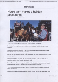 Newspaper - Illustration/s, The Courier Ballarat, "Horse Tram makes a holiday appearance", 27/12/2012 12:00:00 AM