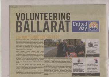 Newspaper, The Courier Ballarat, "Volunteering Ballarat - United Way", 5/05/2015 12:00:00 AM