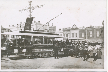 Copy photograph of first or opening tram to Eaglehawk, April 1903