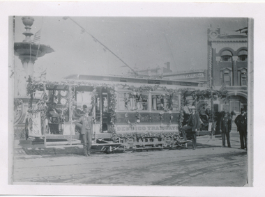 Decorated Bendigo tram at Charing Cross