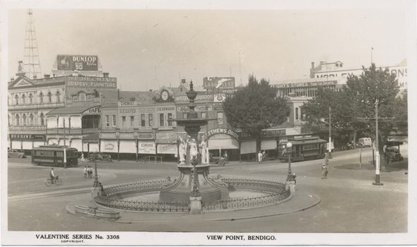 Valentines Series Postcard, No. 3308 of "View Point", Bendigo, Charing Cross