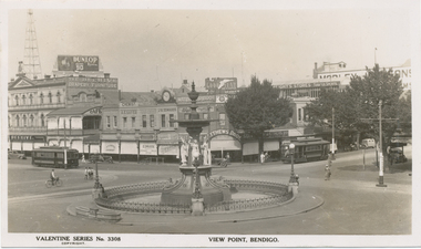 Valentines Series Postcard, No. 3308 of "View Point", Bendigo, Charing Cross