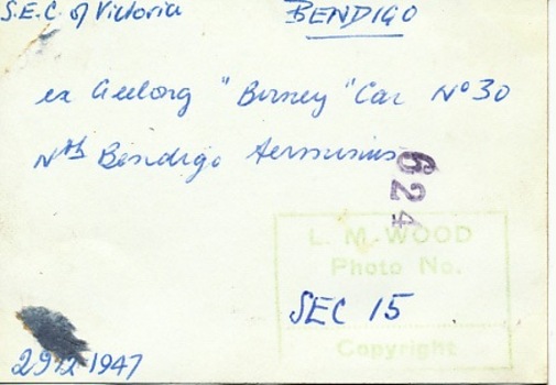 SECV Bendigo Birney No.30 at North Bendigo - rear