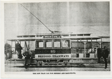 Altered photo of  City of Brisbane Tram No. 2 to show it in Bendigo.