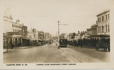 Postcard, Moorabool St, Geelong with Birney No. 14