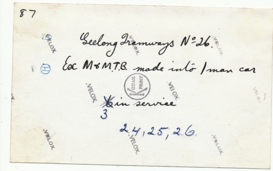 SECV Geelong 26 in Moorabool St - rear of print
